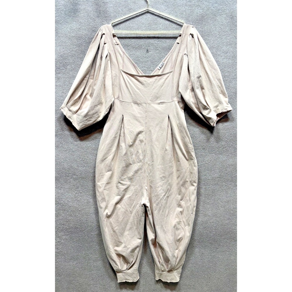 Free People Intimately Lotta Love Romper Jumpsuit Women's Large Beige EUC Relax